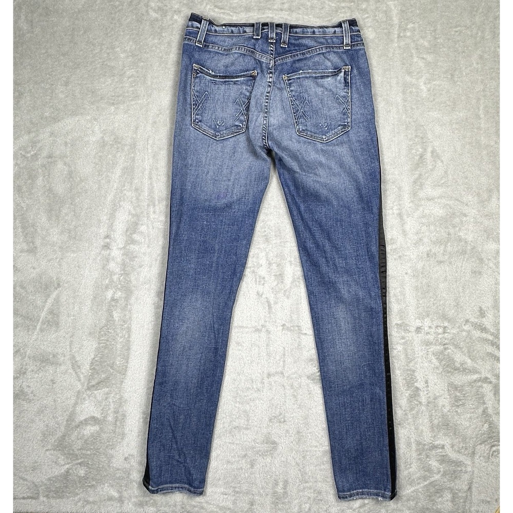 McGuire Denim Satin Tuxedo Stripe Jeans Women's 27 Modern Chic Skinny Black Trim - Picture 3 of 16